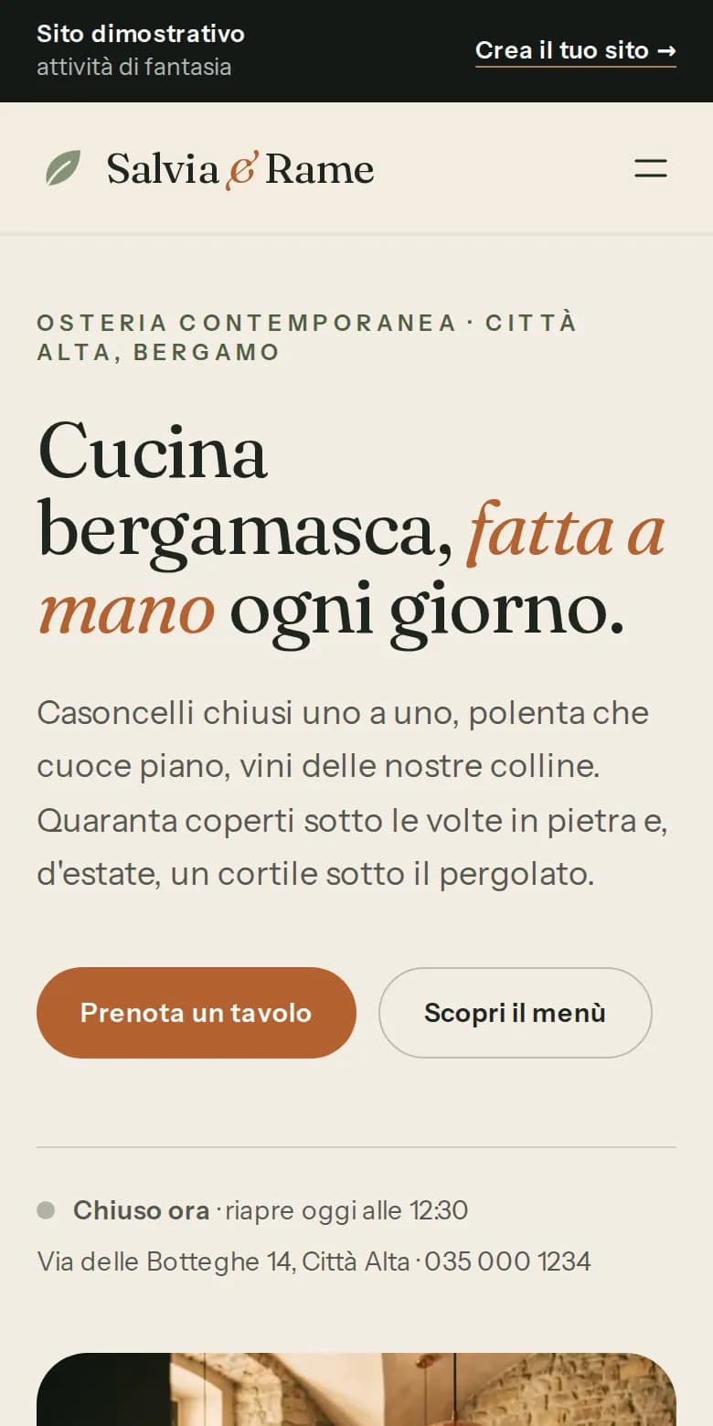 Il sito di Salvia & Rame da smartphone