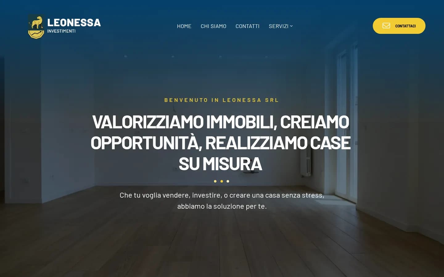 Homepage del sito di Leonessa Investimenti su desktop