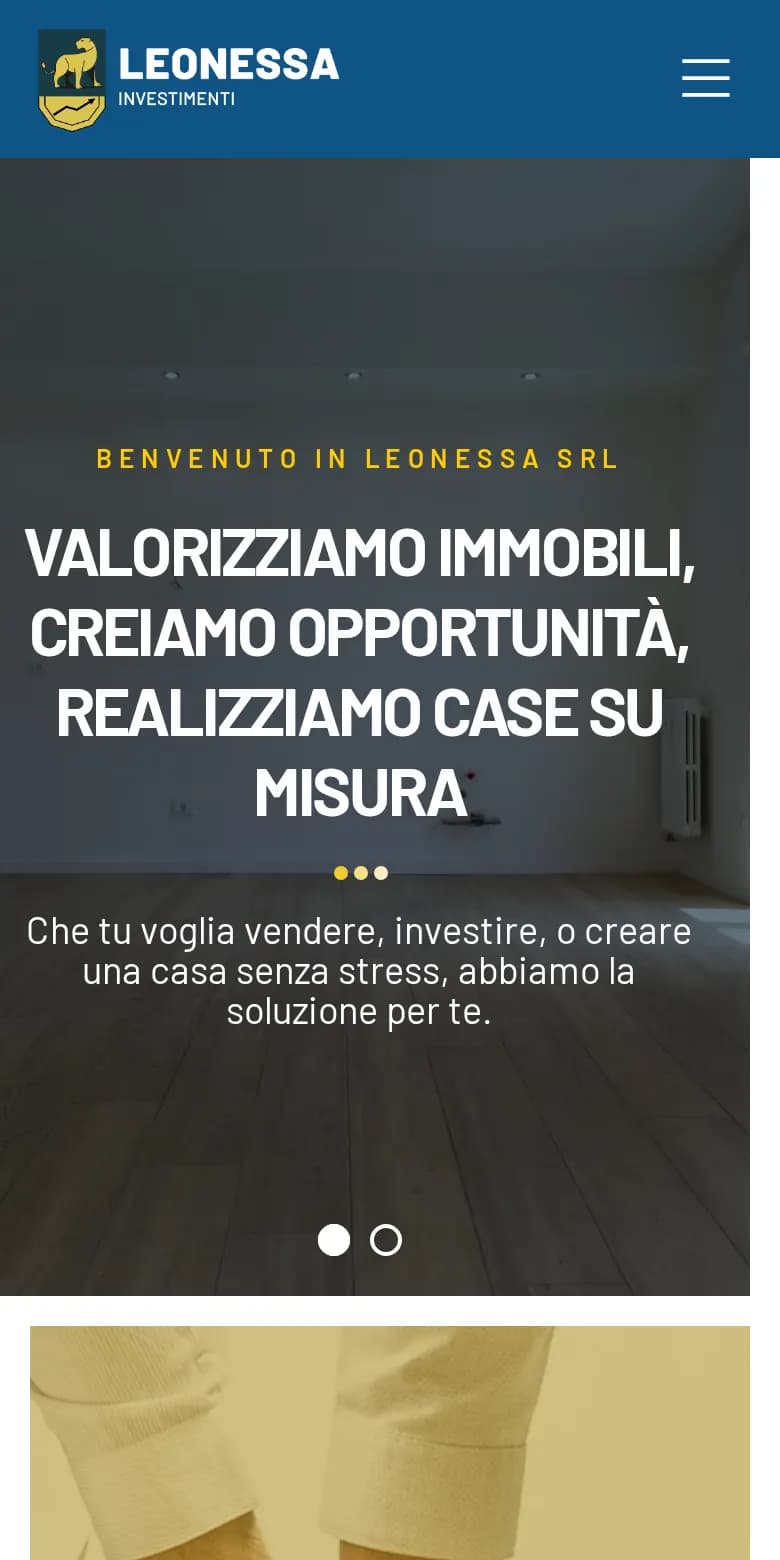 Il sito di Leonessa Investimenti da smartphone