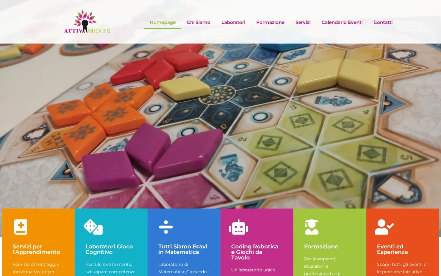 Homepage del sito di Progetto Attivamente su desktop