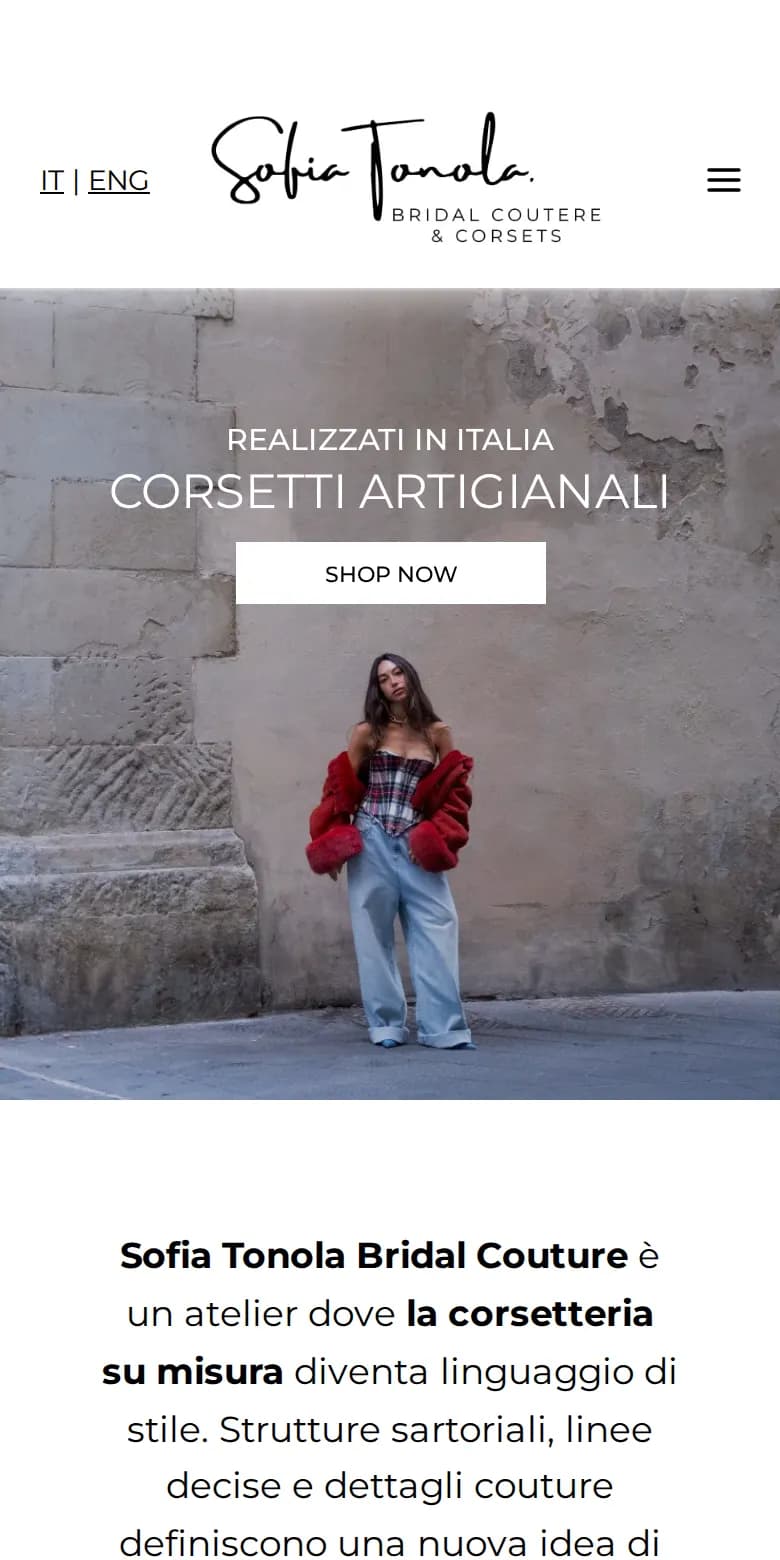 Il sito di Sofia Tonola Bridal Couture da smartphone