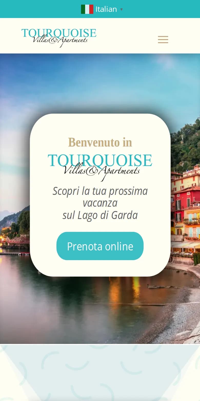 Il sito di Tourquoise Villas & Apartments da smartphone